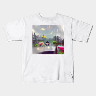 Rainy and Cold Autumn Day in the City Kids T-Shirt